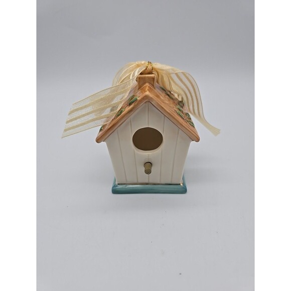 Vtg Papel Giftware BIRDHOUSE Ornament JOYS OF WINTER Christmas 3.25” Porcelain - Picture 1 of 10
